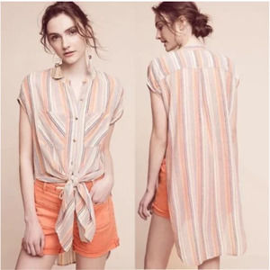 Anthropologie Holding Horses Oversized Pure Cotton Merida Striped Tunic Blouse